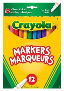 Crayola - Boîte de 12 Marqueur à Trait Fin | Crayons de couleur, feutres  et craies