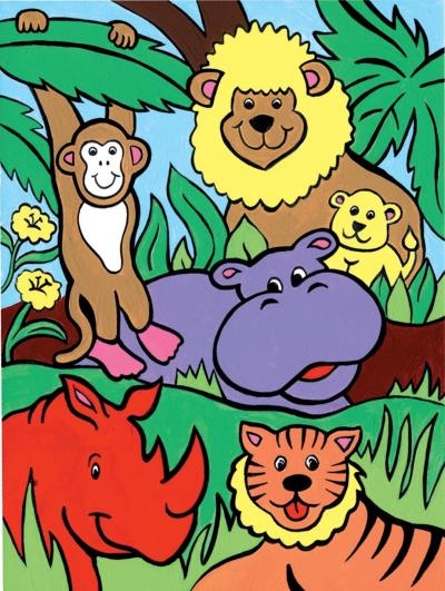 Peinture à Numéro - Animaux de la Jungle (Enfant - Jungle Animals) MFP9-3T | Peinture à numéro & peinture de diamant (Diamond Painting)