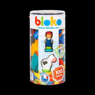 TUBE 100 PCS BLOKO AVEC 2 FIGURINES 3D FERME | Jeux collectifs & Jeux de rôles