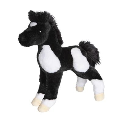 Peluche -Cheval coureur noir et blanc | Peluche et marionnette